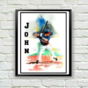 8" x 10" Baseball Art Print Personalized